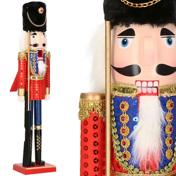 Dziadek do orzechów 50 cm drewniany żołnierzyk z karabinem multikolor, figurka świąteczna