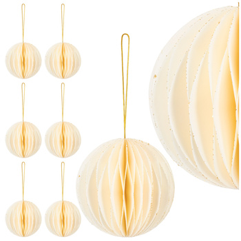 Bombki z papieru 6 szt. ozdoby choinkowe zawieszki świąteczne 8 cm rozkładane, biały