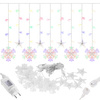 Kurtyna świetlna multikolor 138 Led lampki wewnętrzno-zewnętrzne śnieżynki z programatorem