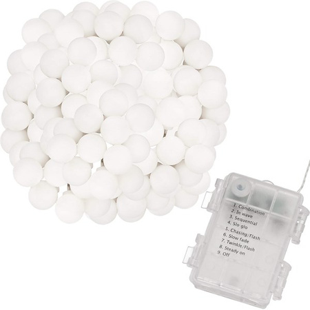 Lampki choinkowe 80 Led kuleczki biały ciepły z programatorem na baterie