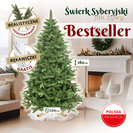 Choinka sztuczna Premium Royal Trees 180 cm świerk syberyjski z stojakiem, drzewko PE