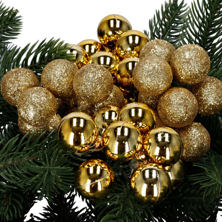 Mini bombki choinkowe na druciku, ozdoba do stroika 54 szt. złote