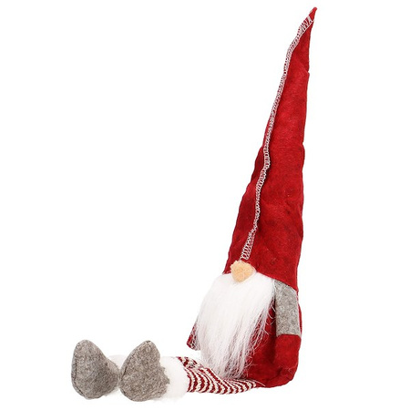 Skrzat 50cm ozdoba świąteczna, siedzący krasnal świąteczny, gnom czerwony