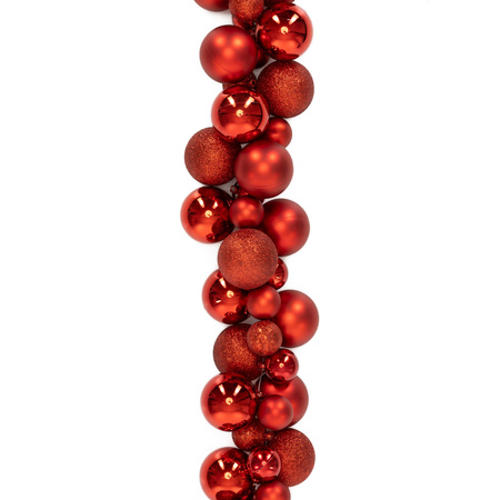 Girlanda świateczna z 130 szt. bombek, łańcuch choinkowy 160 cm, czerwony