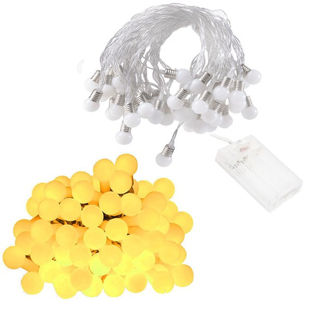 Lampki dekoracyjne 50 LED kulki biały ciepły