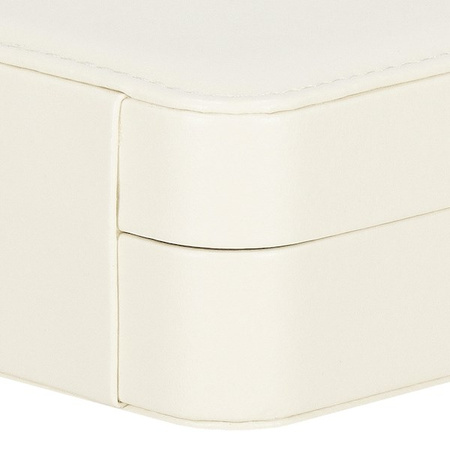 Kufer, szkatułka na biżuterię 10x10x5 cm kremowy z przegródkami ekoskóra