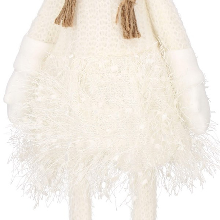 Laleczka z warkoczami 56 cm ozdoba świąteczna, figurka świąteczna, gnom biały