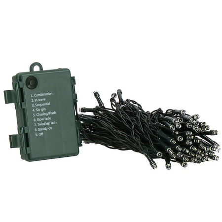 Lampki choinkowe 100 Led na baterie ciepły biały z programatorem