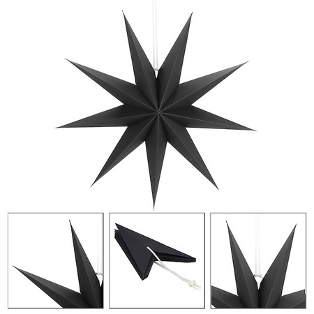 Gwiazda świąteczna papierowa 3d 60 cm zawieszka choinkowa czarna