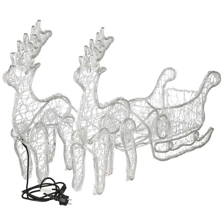 Renifery Led 150 cm świąteczne z saniami świetlna dekoracja do ogrodu biały zimny