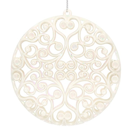 Zawieszka choinkowa kremowa okrągła dekoracja na choinkę 9 cm