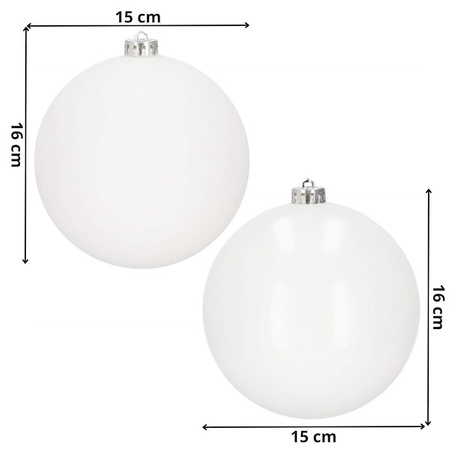 Bombki choinkowe 2 szt. ozdoby świąteczne zawieszki 15 cm białe