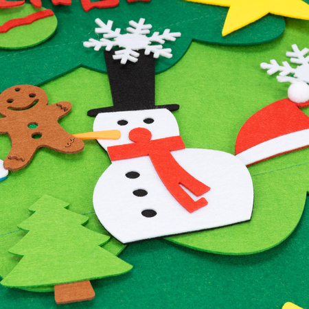 Choinka 95 cm z zawieszkami 32 szt. ozdoba świąteczna na ścianę, filc multikolor