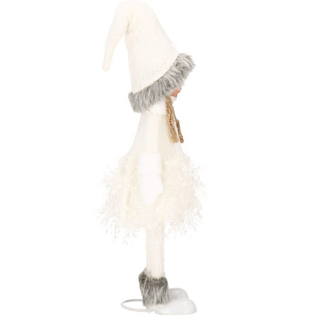 Laleczka z warkoczami 56 cm ozdoba świąteczna, figurka świąteczna, gnom biały