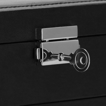 Kufer, szkatułka na biżuterię ekoskóra 16x16x11 cm czarny z szufladą i lusterkiem