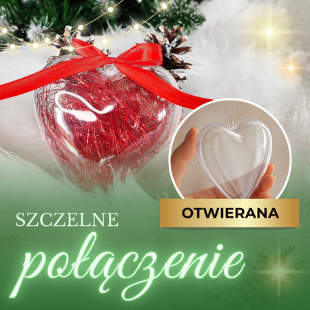 Bombki akrylowe 10cm serce plastikowe decoupage zestaw 8 szt.