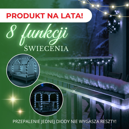 Wąż świetlny 240 Led biały zimny 10m z programatorem IP44