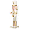 Dziadek do orzechów 38 cm z bębenkiem, drewniany żołnierzyk złoty, figurka świąteczna