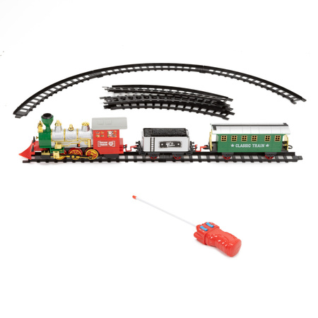 Pociąg z wagonami na baterie z efektem mgiełki i dźwiękami, lokomotywa zestaw kolejowy dla dzieci