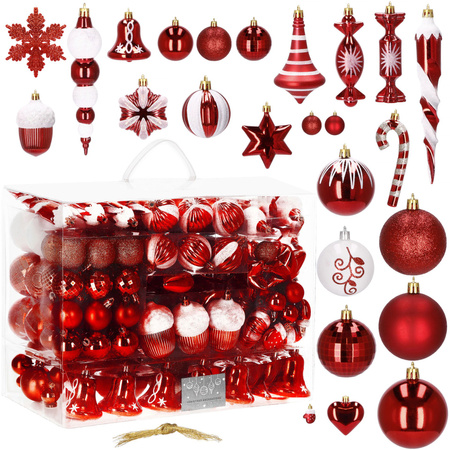 Bombki choinkowe 149 szt. ozdoby świąteczne czerwone