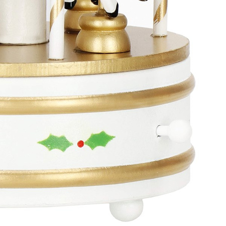 Drewniana karuzela, pozytywka ozdoba świąteczna biało-złota