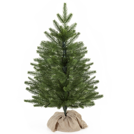 Choinka sztuczna mała 60 cm świerk kaukaski premium, z jutą mini drzewko na stolik