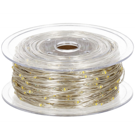 Lampki choinkowe druciki na szpuli 1000 LED biały zimny wewnętrzno-zewnętrzne