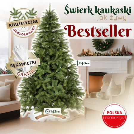 Choinka sztuczna Premium Royal Trees 240 cm świerk kaukaski z stojakiem, drzewko