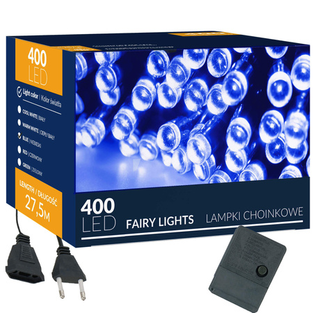 Lampki choinkowe 400 led niebieskie 27,5 m oświetlenie świąteczne wewnętrzne