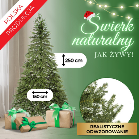 Choinka sztuczna 250 cm premium świerk kaukaski PE jak żywy
