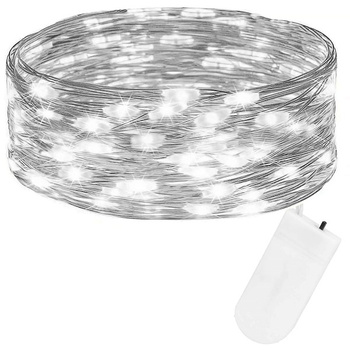Lampki choinkowe 30 LED druciki mikro na baterie zimny biały