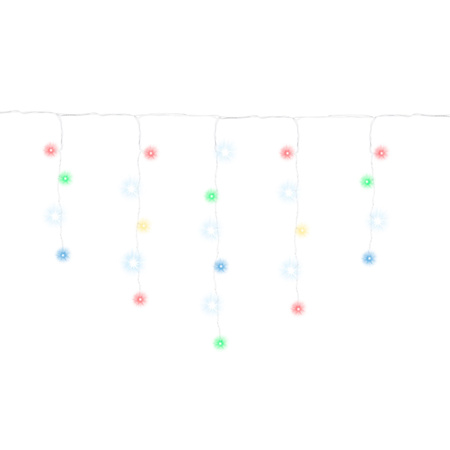 Kurtyna świetlna 500 led girlanda, lampki wewnętrzno-zewnętrzne sople multikolor z zimnym białym flash