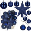 Bombki choinkowe 33 szt. ozdoby świąteczne zestaw z gwiazdą granatowe