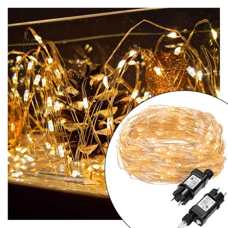 Lampki choinkowe 300 led druciki na prąd biały ciepły