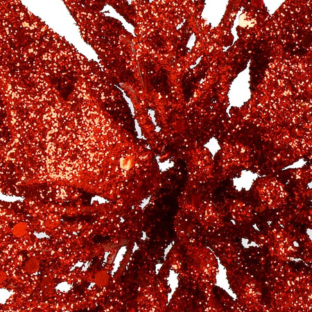 Gwiazda betlejemska, sztuczny kwiat, poinsecja ażurowa czerwona z brokatem