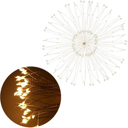 Lampki eksplodująca gwiazda 100 Led biały ciepły z programatorem na baterie