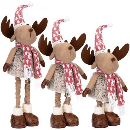 Świąteczny renifer figurka 54-70 cm z teleskopowymi nóżkami ozdoba pod choinkę