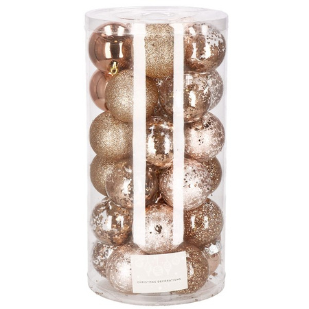 Bombki choinkowe przeźroczyste 30 szt. rose gold 6cm zestaw choinkowy