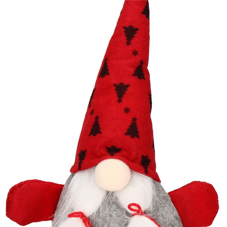 Para skrzatów świątecznych 40 cm krasnale, gnomy czerwono-szare