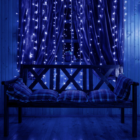 Kurtyna świetlna z pilotem 306 led girlanda, lampki wewnętrzno-zewnętrzne sople niebieski