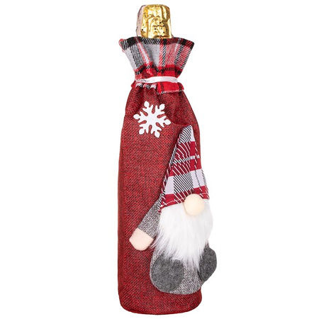 Pokrowiec na butelkę, świąteczny skrzat na wino z gnomem