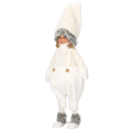 Laleczka 56 cm ozdoba świąteczna, figurka świąteczna, gnom biały