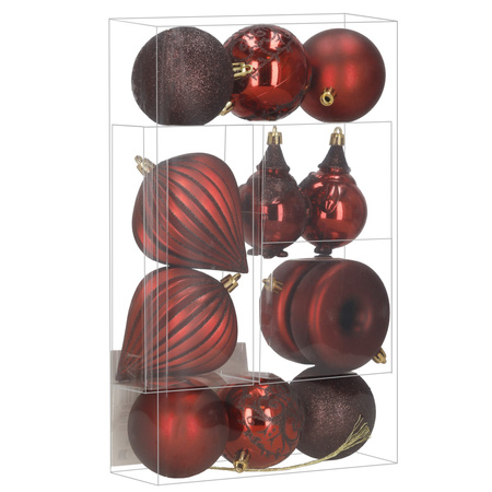 Bombki choinkowe 12 szt. komplet dekoracje świąteczne, nietłukące, czerwone