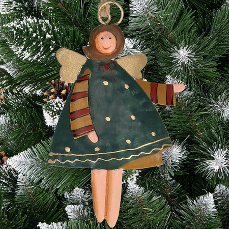 Ozdoba choinkowa metalowa 12 szt. świąteczna zawieszka aniołki zestaw multikolor