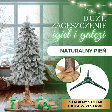 Choinka na pniu 180 cm sztuczny świerk śnieżony jak żywy