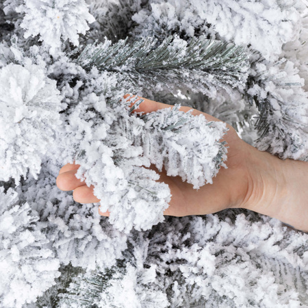 Choinka na pniu jak żywa 180 cm sztuczny świerk śnieżony jak żywy, ze stojakiem