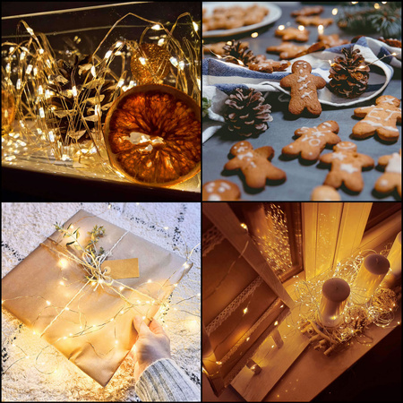 Lampki choinkowe 20 LED druciki mikro na baterie biały ciepły