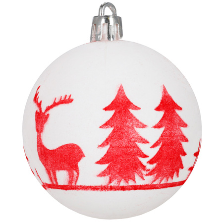 Dekoracje choinkowe, bombki matowe 12 szt. 7 cm ozdoby świąteczne z wzorami, białe