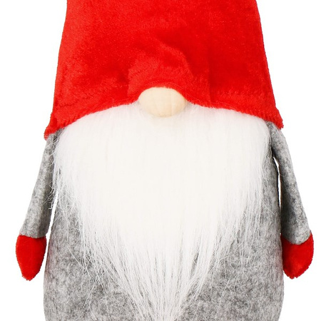 Skrzat 38cm ozdoba świąteczna, krasnal świąteczny, gnom czerwony, szary