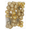 Mini bombki choinkowe na druciku, ozdoba do stroika 54 szt. złote